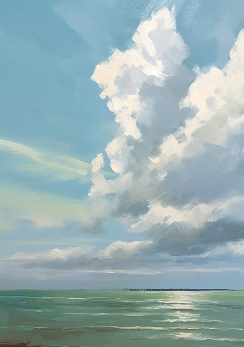 天晴晴朗蓝天白云下一望无垠的海洋海上倒映阳光,插画/手绘图,插画/手绘图库,插画/手绘图下载,插画/手绘